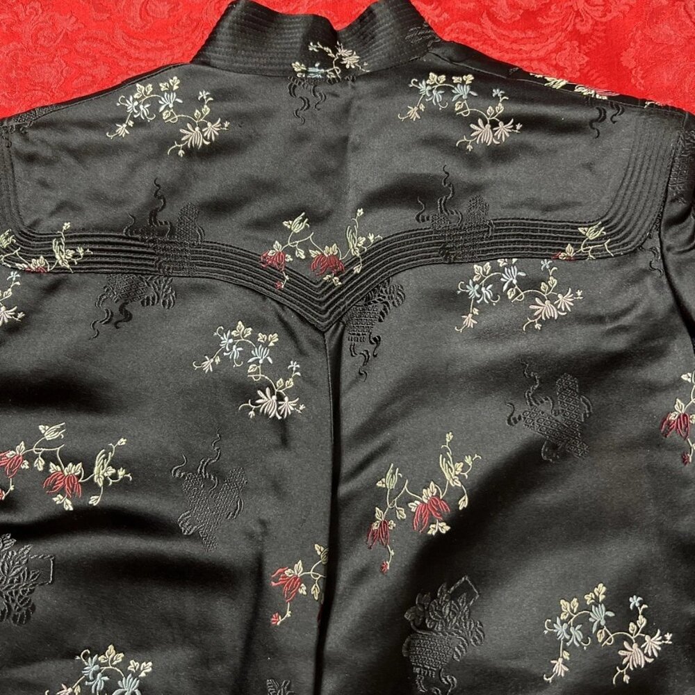 Vintage Chinese Silk Jacket Women’s L Old Peking Silk Co Hong Kong Black - Picture 9 of 9